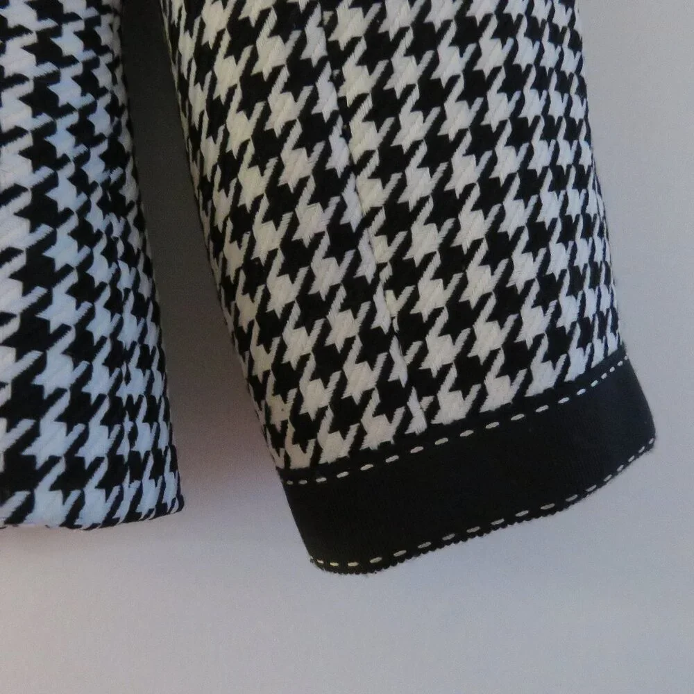 TAHARI Houndstooth Structured Blazer Academia Black White Officecore 2 Petite - Picture 12 of 14